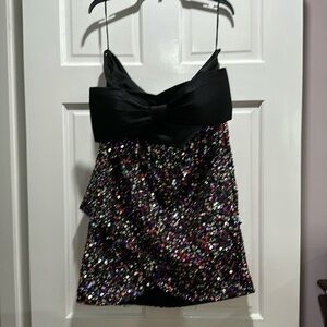 Anthropologie black sparkle strapless dress